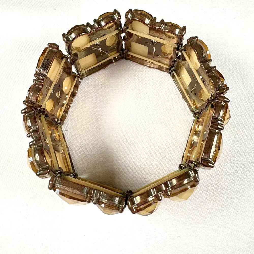 Vintage Yellow Faceted Stretch‎ Bracelet Fashion Costume Jewelry